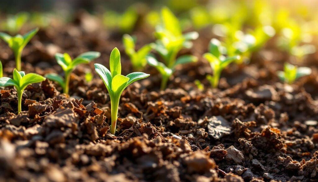 Mulch and compost: layering organic matter on garden beds in March protects soil and feeds spring plants