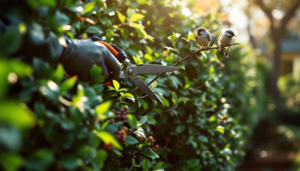 Hedge trimming before spring: pruning in early March protects nesting birds and promotes dense foliage