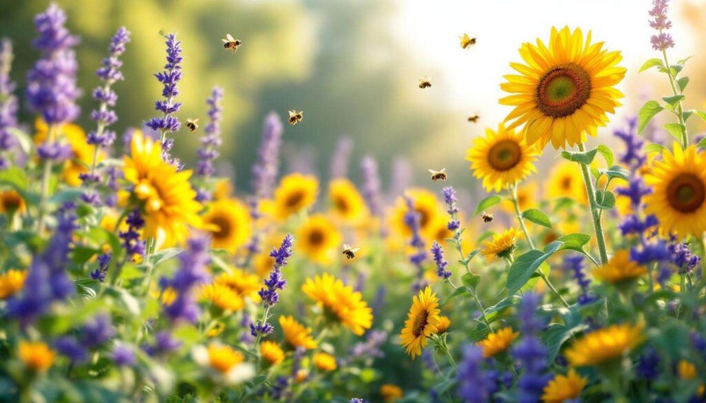 Pollinator garden 2026: lavender, sunflower and sage attract bees and butterflies all summer long