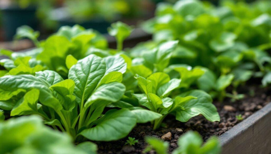 Raised bed gardening: spinach, lettuce and arugula thrive in composted potting soil this spring