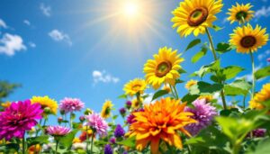 Sunflower and dahlia in the garden: sow these tall annual flowers directly outdoors in April for summer color