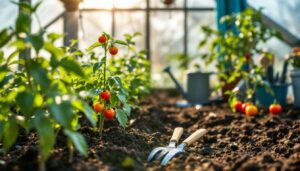 Greenhouse gardening in spring: tomato and bell pepper seedlings grow twice as fast under glass in March