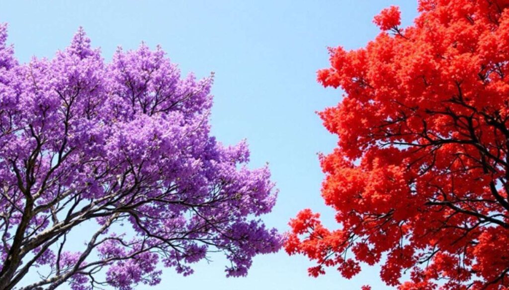 Jacaranda vs flame tree: how to tell these two spectacular flowering trees apart